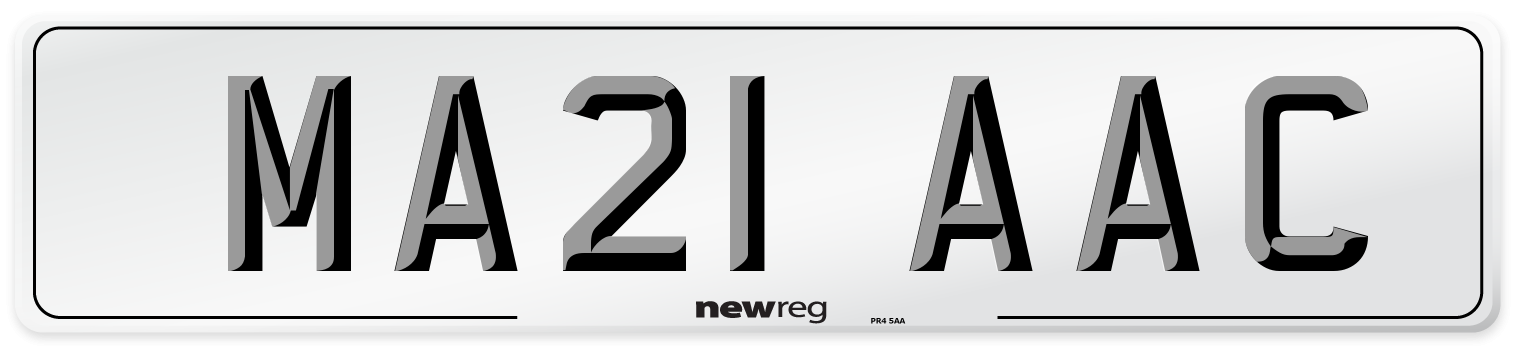 MA21 AAC Number Plate from New Reg